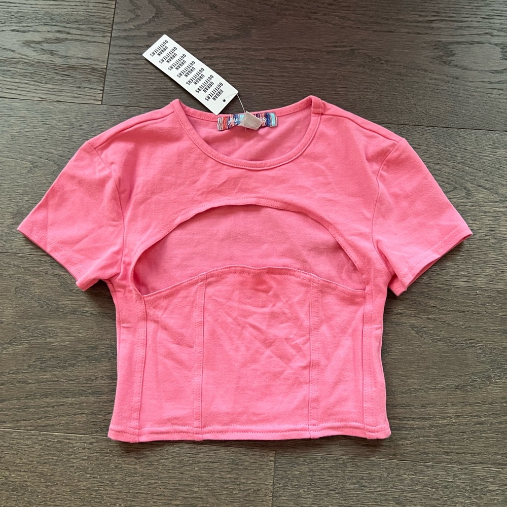 Urban outfitters pink cutout crop top